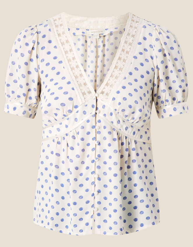 Patsy Polka Dot Tea Top, Ivory (IVORY), large