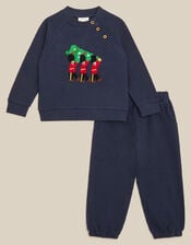 Newborn Christmas London Guards Sweatshirt & Joggers Set, Blue (NAVY), large