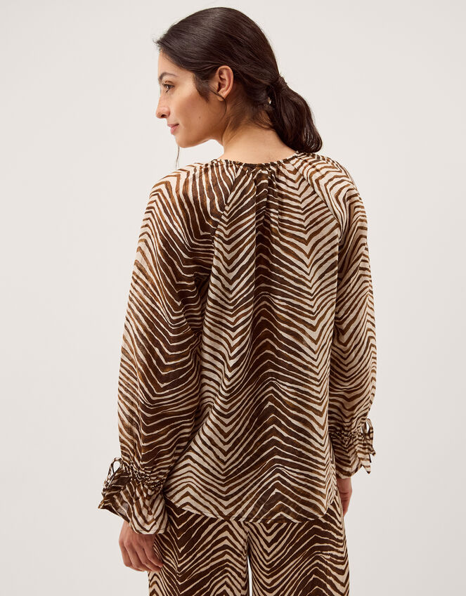 Pippa Animal Print Blouse, Green (KHAKI), large