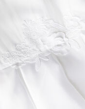 Chiffon Sleeve Floral Embroidered Dress, White (WHITE), large