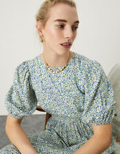 Ditsy Print Midi Dress in LENZING™ ECOVERO™, Blue (BLUE), large