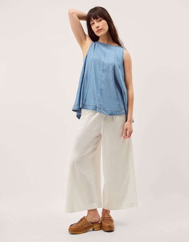 Maisie Linen Blend Cropped Wide Leg Trousers White