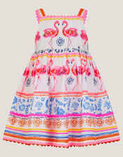 Baby Sequin Embellished Flamingo Dress, Ivory (IVORY), large