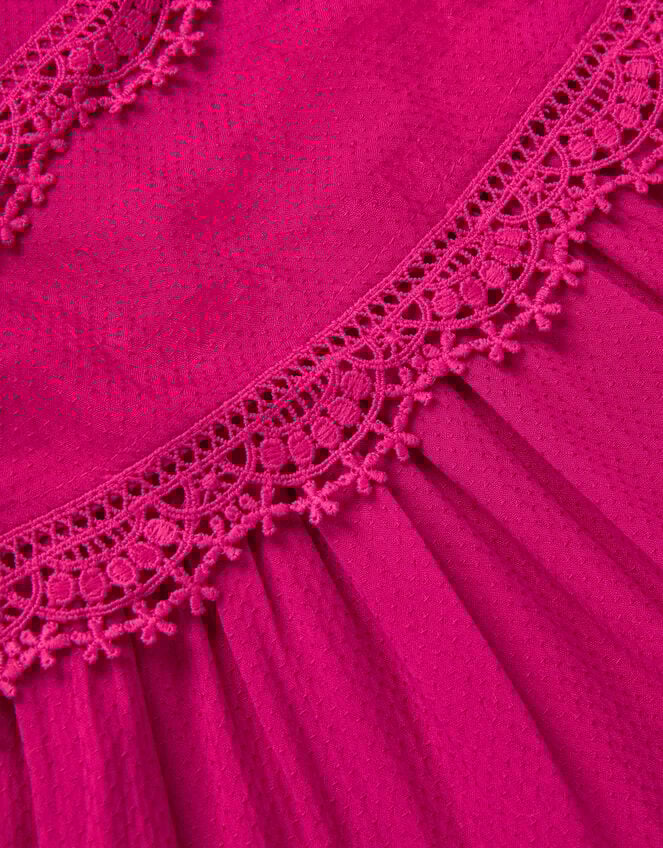 Puff Sleeve Lace Tier Dress, Pink (PINK), large