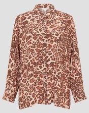 Arielle Leopard Print Shirt , Brown (BROWN), large