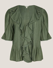 Celeste Ruffle Top, Green (KHAKI), large