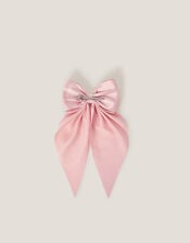 Satin Bow Bridesmaid Hair Clip, Pink (PINK), large