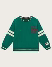 Varsity Stripe Sweatshirt, Green (GREEN), large