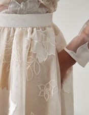 Rhea Floral Embroidered Mesh Wedding Skirt, Ivory (IVORY), large