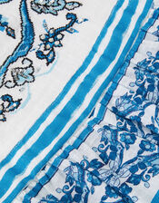 Calista Floral Print Frilly Playsuit, Blue (BLUE), large