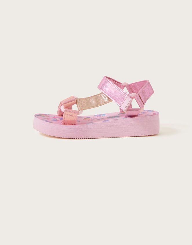 Butterfly Print Rip-Tape Trekker Sandals Pink