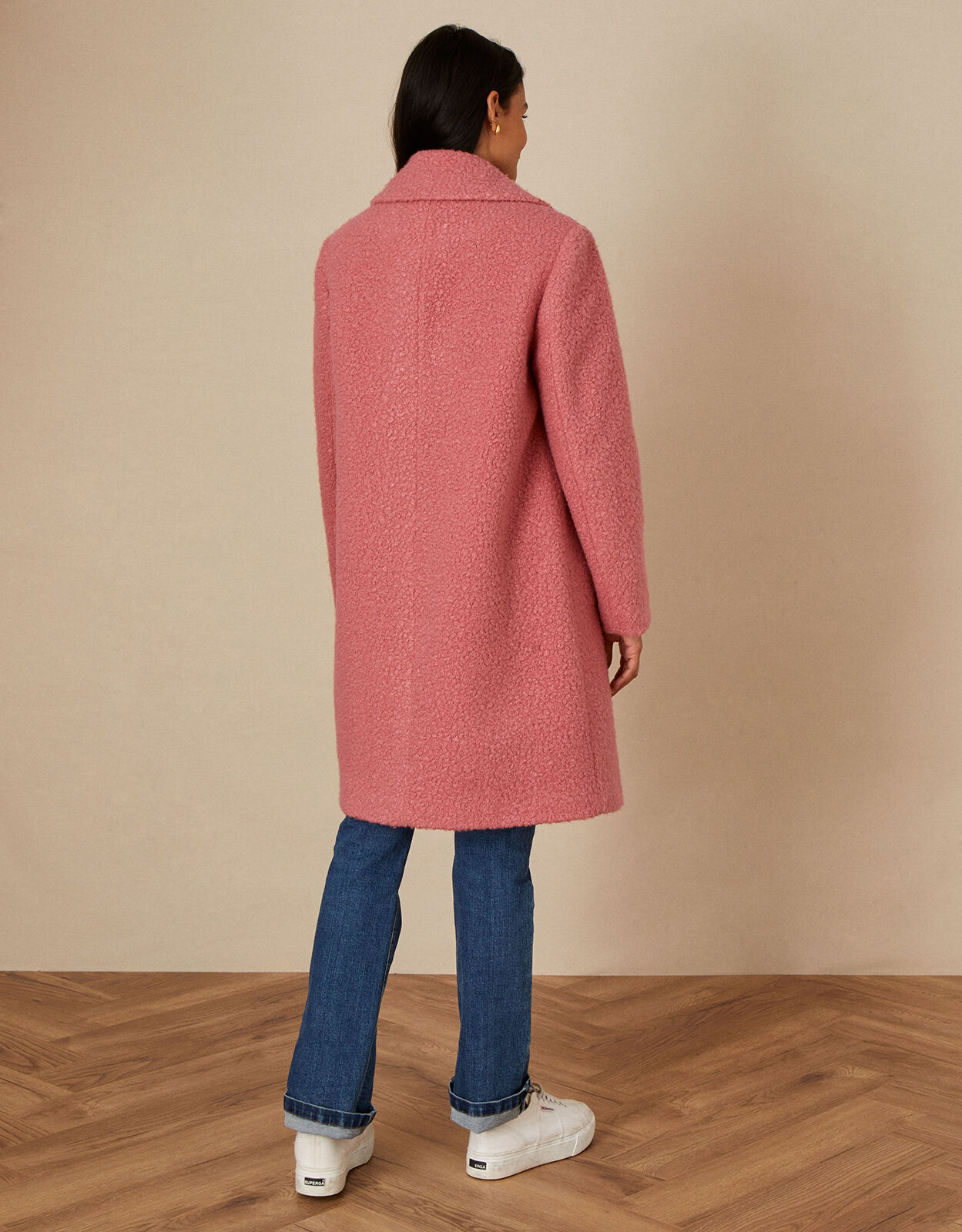 pink boucle coat