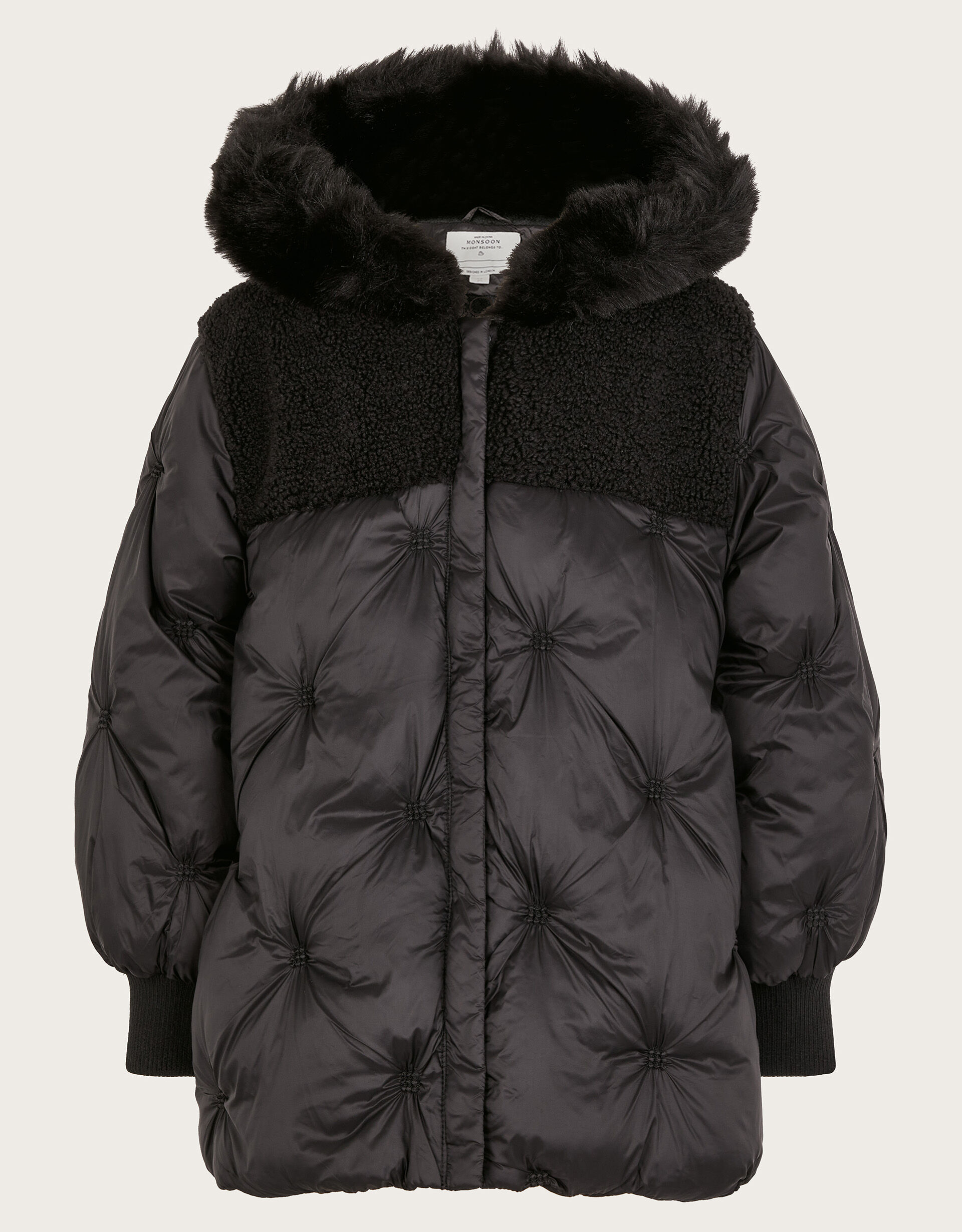 Chester Quilted Borg Coat Black