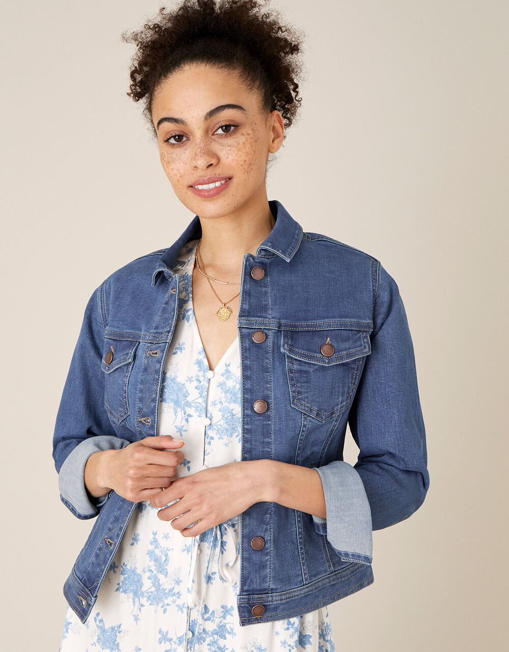 Denim Jacket with Organic Cotton Blue Women's Jackets Monsoon UK.