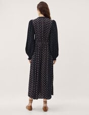 Reese Polka Dot Print Midi Dress, Blue (NAVY), large