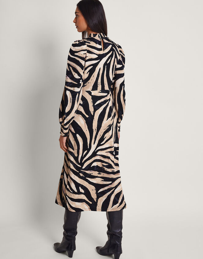 Animal Print Dress, Black (BLACK), large