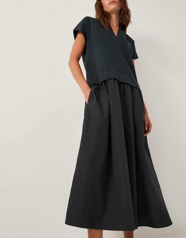 Felly Cap Sleeve Mix Maxi Dress, Blue (NAVY), large