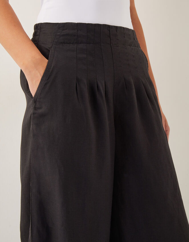 Margo Linen Blend Wide Leg Trousers, Black (BLACK), large