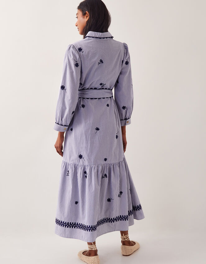 Amelia Embroidered Shirt Maxi Dress, Blue (NAVY), large
