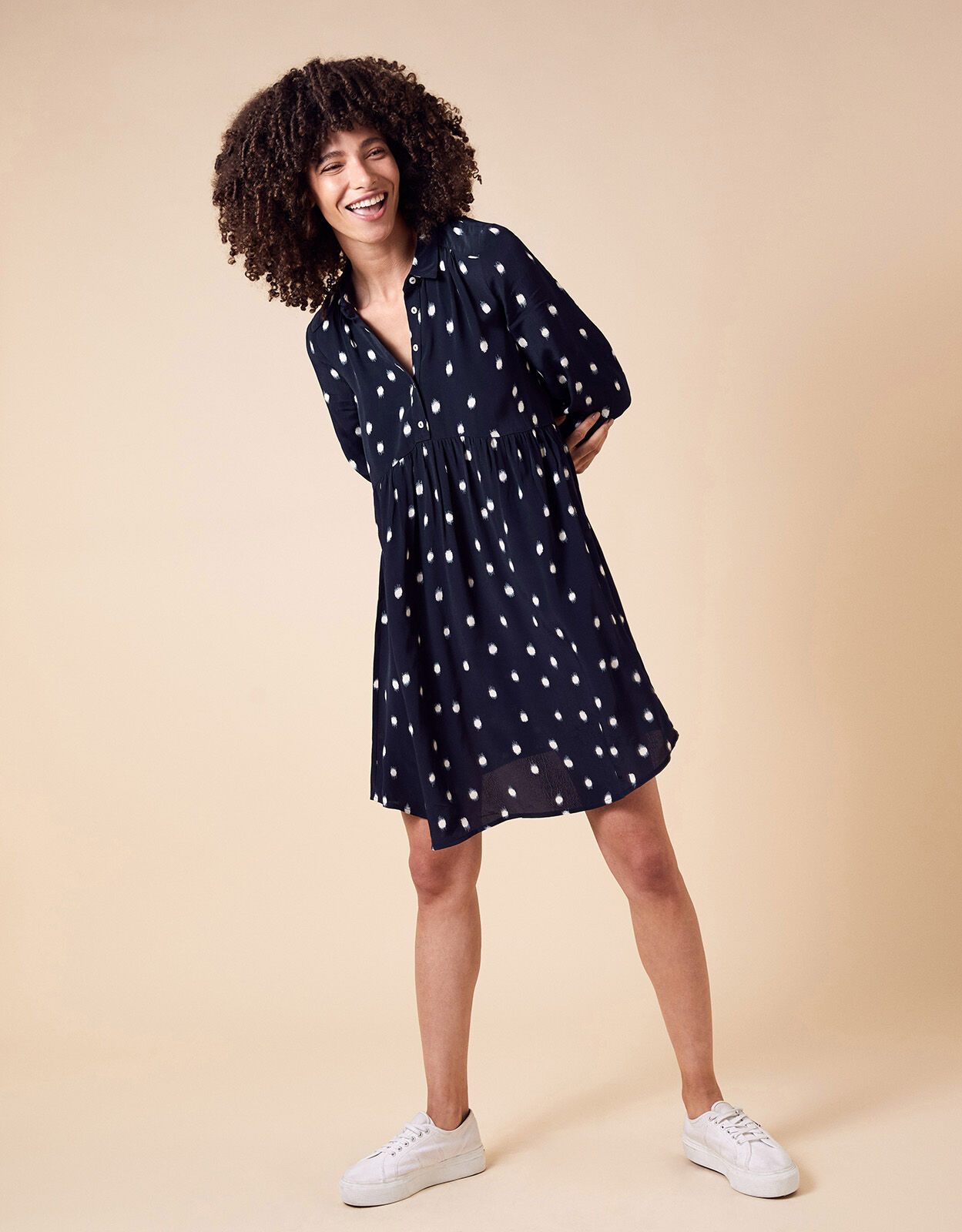 monsoon blue polka dot dress