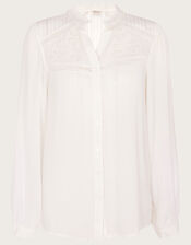Lace Insert Blouse in LENZING™ ECOVERO, White (WHITE), large