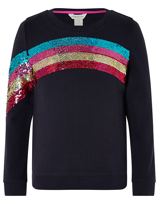 Rainbow Sequin Sweat Jumper Blue