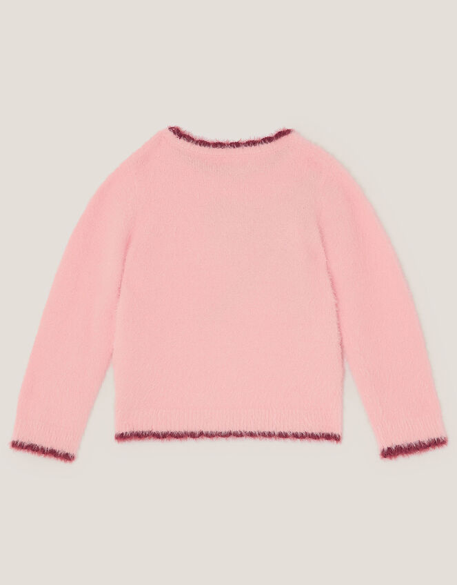 Sequin Bow Fuzzy Jumper, Pink (PINK), large