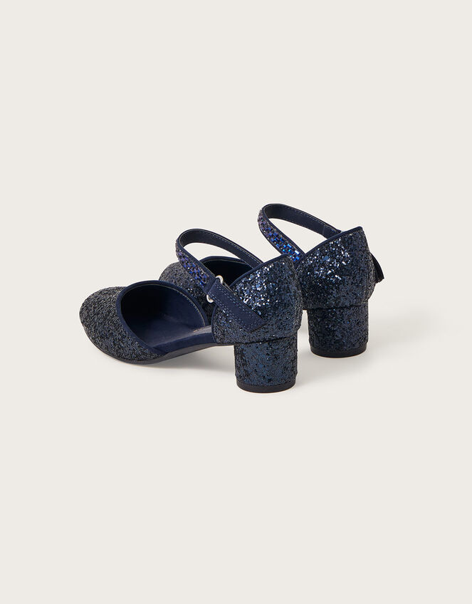 Dazzle Two-Part Block Heeled Shoes, Blue (NAVY), large
