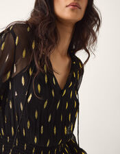 La Galeria Elefante Cowgirl Shimmer Midi Dress, BLACK GOLD, large