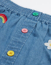 Frugi Charley Embroidered Denim Skirt , Blue (BLUE), large