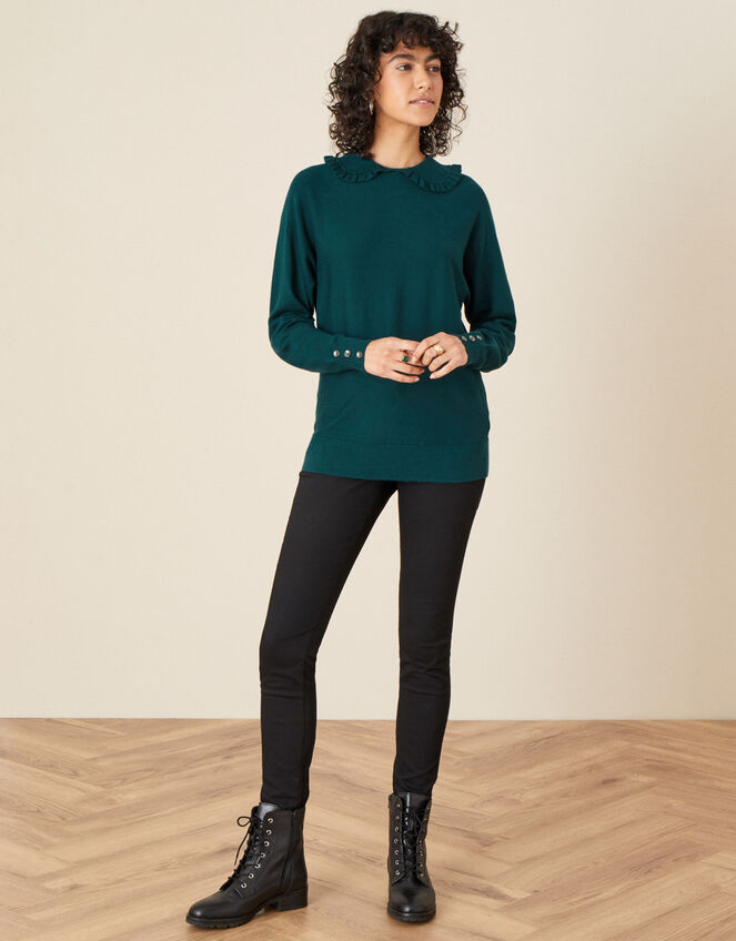 Ruffle Collar Jumper , Teal (TEAL), large