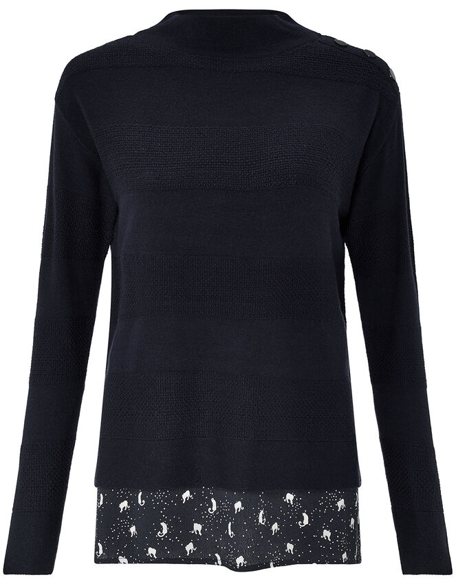 Leonard Woven Hem Jumper, Blue (NAVY), large