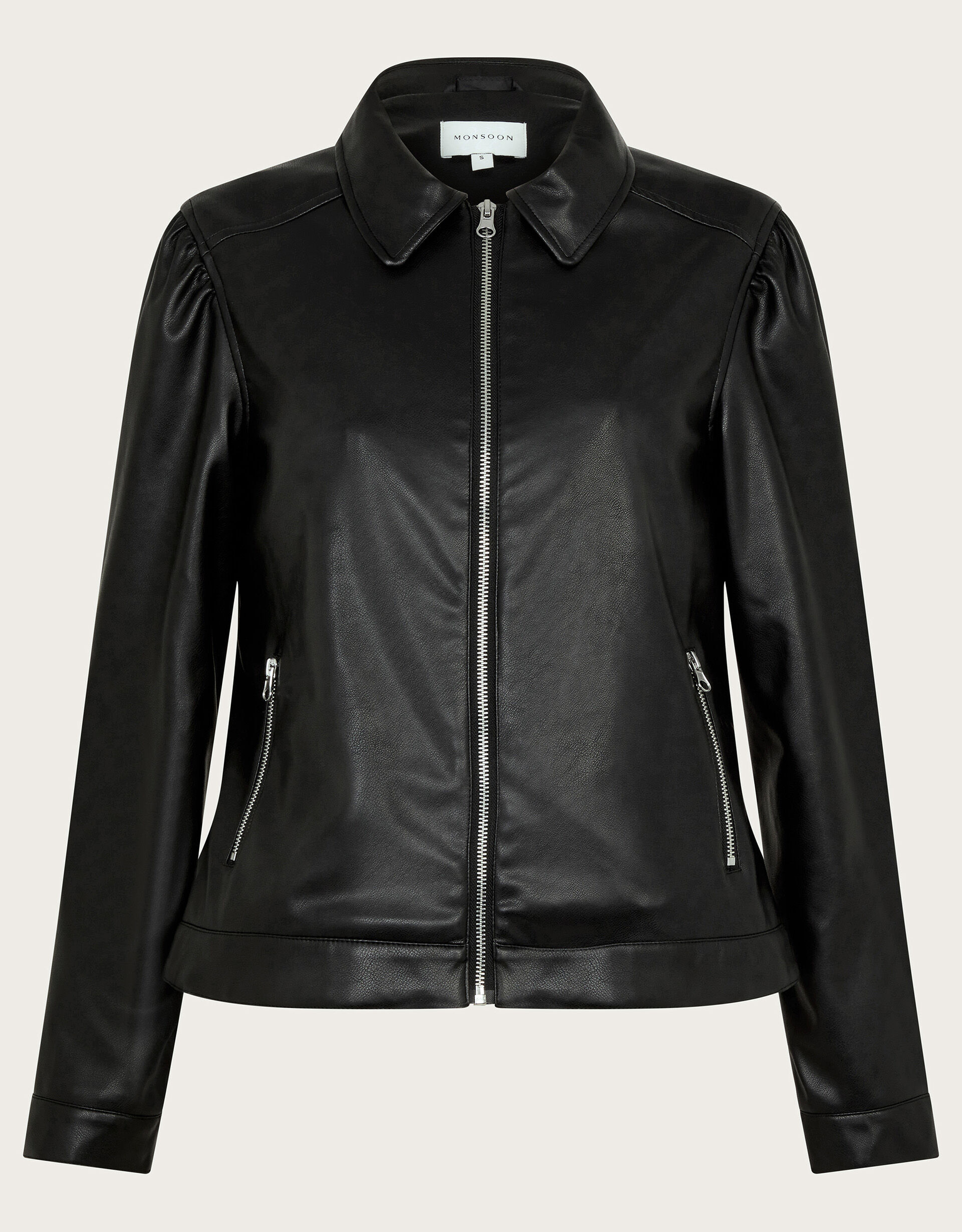 Bella Faux Leather Bomber Jacket Black