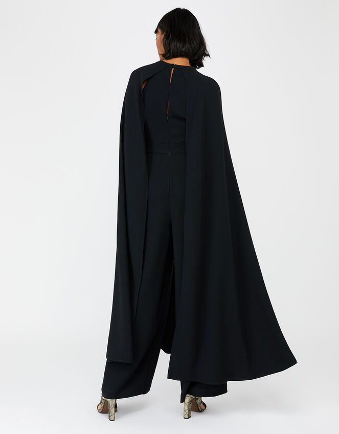 Kimora Cape Wide Leg Jumpsuit, Black (BLACK), large