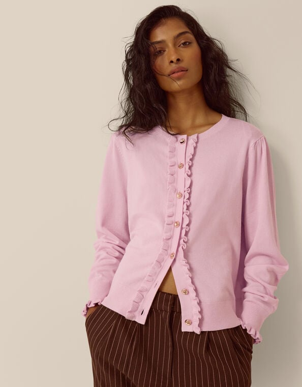 Ruby Frill Cardigan, Pink (PINK), large
