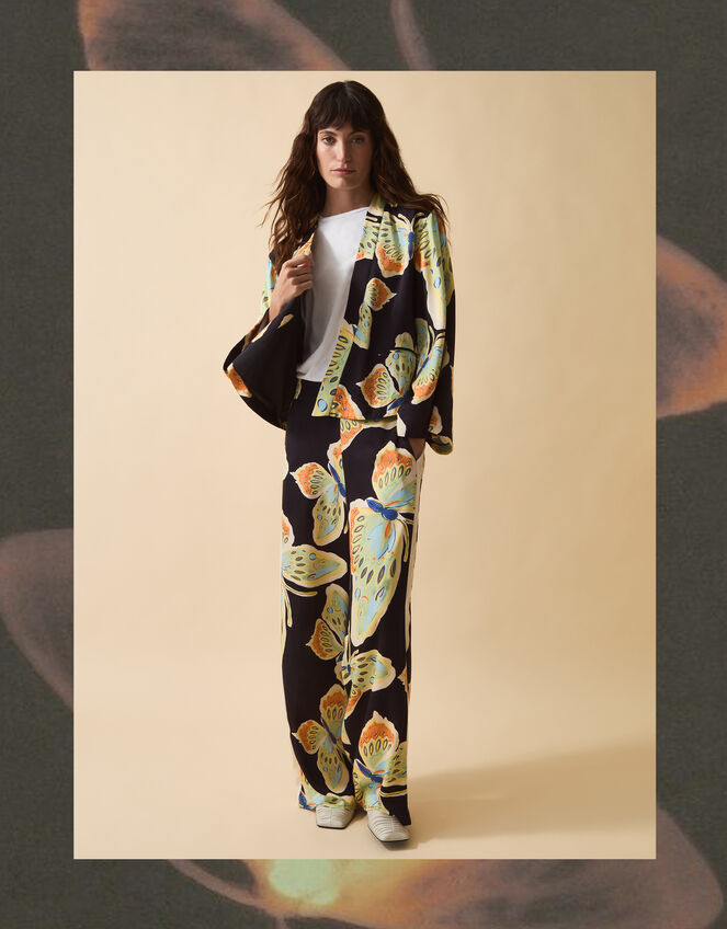 Clemence Aurelie Butterfly Palazzo Trousers Black