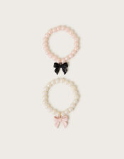 2-Pack Pearl Beaded Bow Bracelets, , large