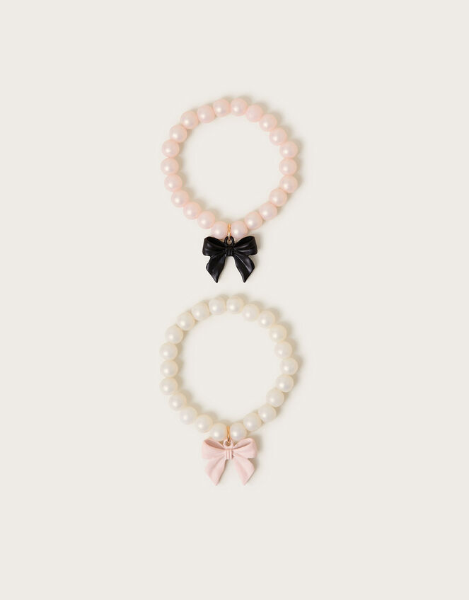 2-Pack Pearl Beaded Bow Bracelets, , large