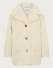 Heart Pocket Borg Crombie Coat, Cream (CREAM), large