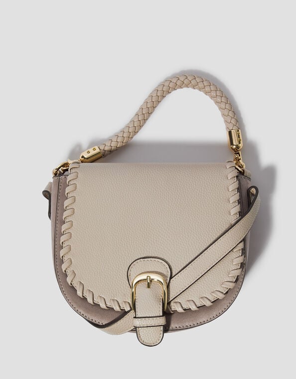 Petra Woven Satchel Cross-Body Bag, Grey (GREY), large