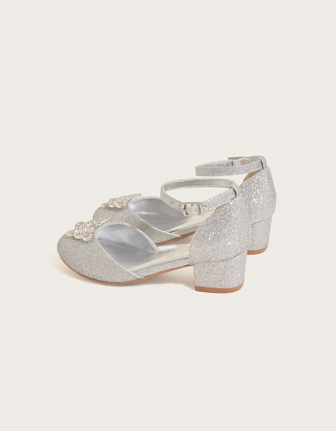Glitter Butterfly Two-Part Heels, Silver (SILVER), large