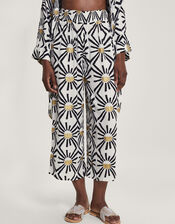Zamora Geometric Trousers, White (WHITE), large
