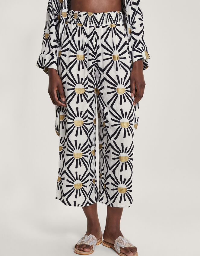 Zamora Geometric Trousers, White (WHITE), large
