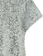 Dawn Sequin Flutter Sleeve Top, Silver (SILVER), large