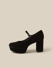 Polly Velvet Mary Jane Platform Heels, Black (BLACK), large