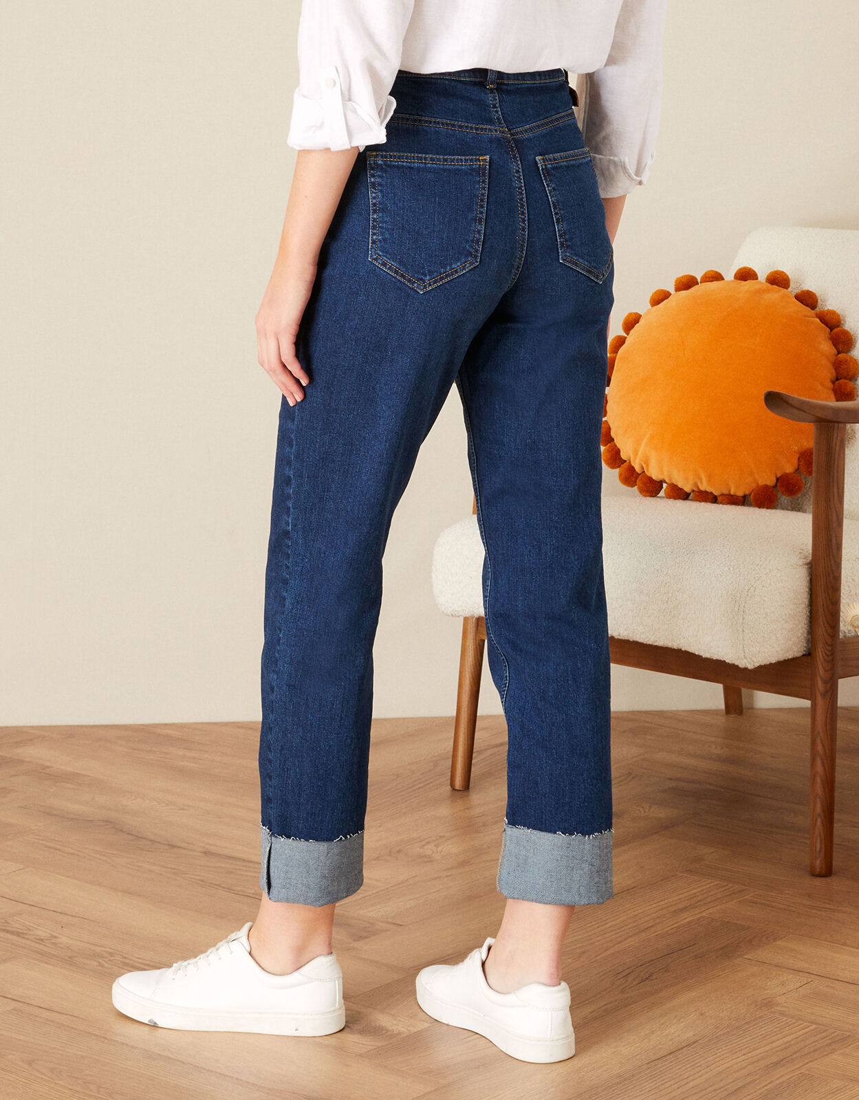 Deep Cuff Denim Jeans Blue