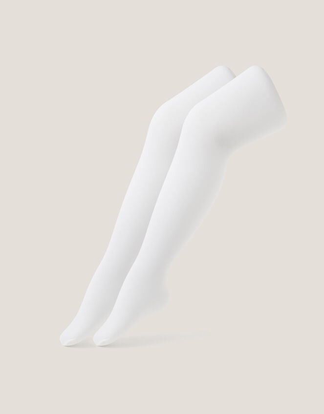 2-Pack Baby Plain Tights, White (WHITE), large
