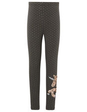 Sequin Unicorn Polka-Dot Leggings, Grey (CHARCOAL), large