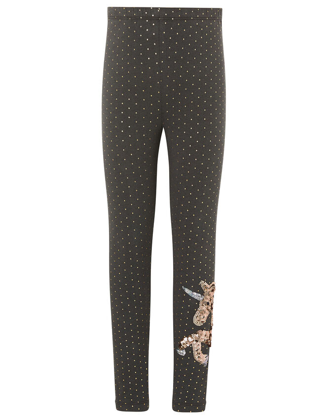 Sequin Unicorn Polka-Dot Leggings, Grey (CHARCOAL), large