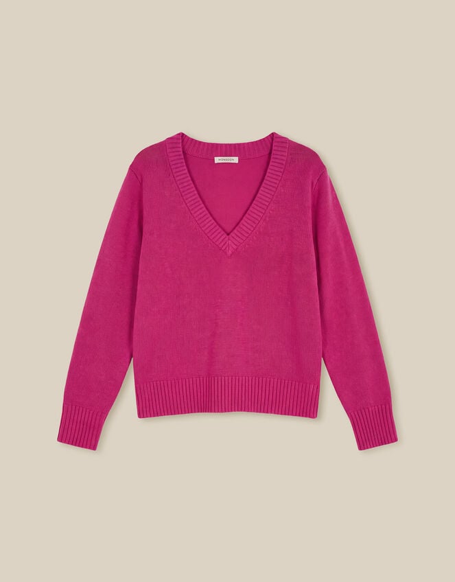 Venus V-Neck Jumper, Pink (MAGENTA), large
